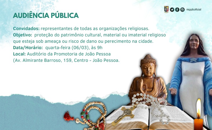 MPPB fará audiência sobre tombamento de templos religiosos