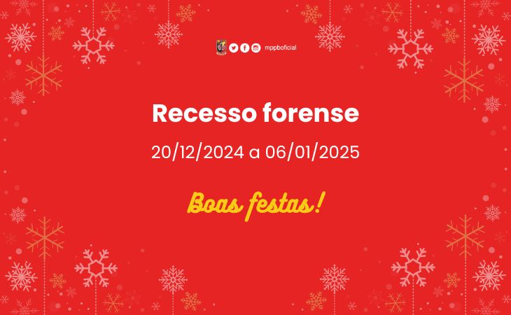 MPPB funciona em regime de plantão a partir desta sexta-feira até dia 6