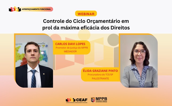 Webinar do MPPB vai discutir controle do ciclo orçamentário