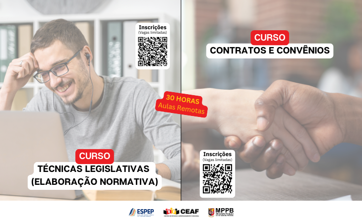 Inscrições abertas para 2 novos cursos, oferecidos pelo Ceaf, em parceria com Espep