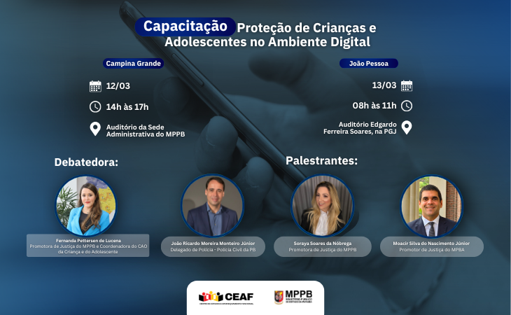 Capacitação será realizada em Campina Grande e João Pessoa; inscrições abertas