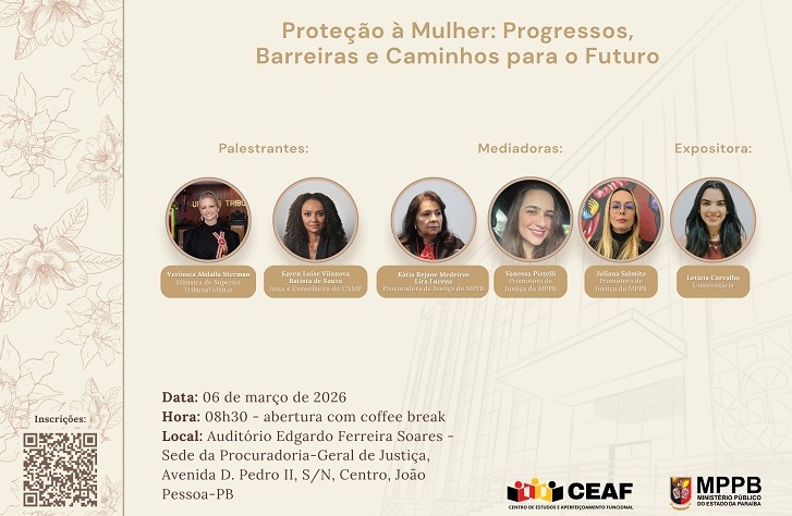 Evento do MPPB alusivo ao Dia da Mulher será nesta sexta-feira, inscrições abertas
