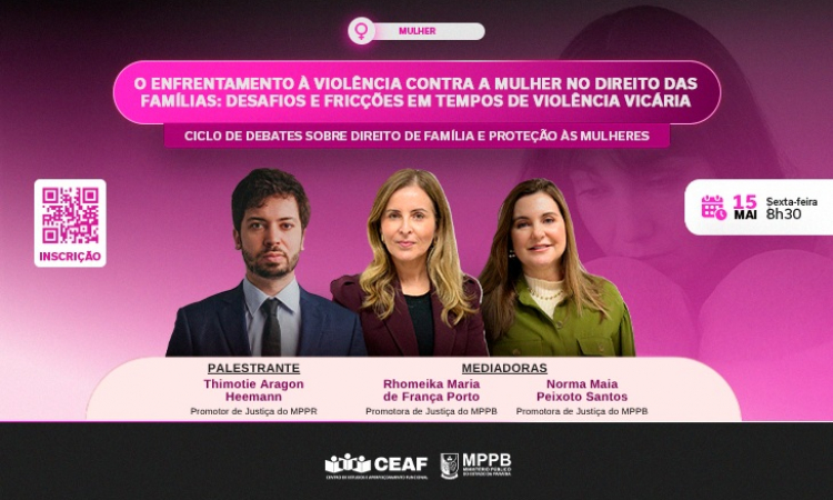MPPB promove evento sobre direito de família e proteção à mulher; inscrições abertas