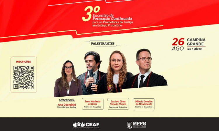 MPPB promove encontro de formação continuada para promotores em estágio probatório, em CG
