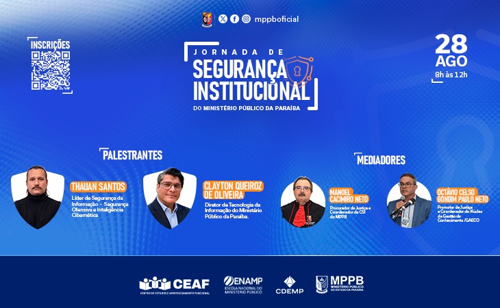 Jornada de Segurança Institucional do MPPB será realizada nesta sexta