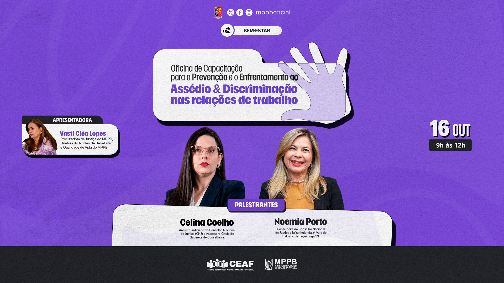 MPPB promoverá capacitação sobre assédio e discriminação nas relações de trabalho; inscrições abertas